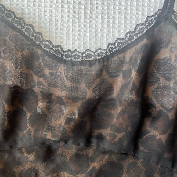 Private Luxuries Black Leopard & Lace Lingerie  Reversible Slip Dress sz XL - Picture 6 of 9